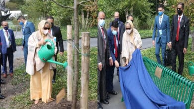 Photo of PM Sheikh Hasina unveils a bench & plants a tree at UN garden