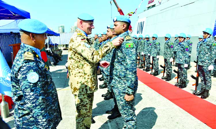 110 members of the Bangladesh Navy received the United Nations Peacekeeping Medal in Lebanon