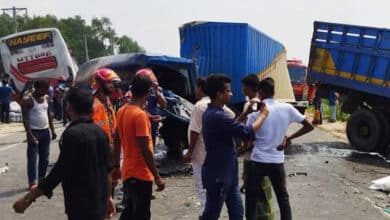 Photo of 3 killed in Tangail bus-truck-covered van collision