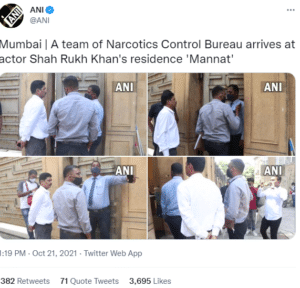  Narcotics Control Bureau (NCB) officials at Shah Rukh Khan’s house Mannat