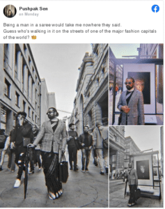 Kolkata man wearing saree and bindi in Milan go viral