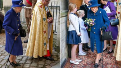 Photo of British Queen Elizabeth II with a walking stick in public for first time