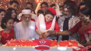 Porimoni celebrated her birthday in a splendid arrangement in red and white