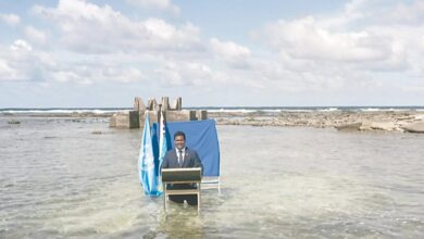 Photo of Tuvalu Minister Films Speech Thigh-Deep In Ocean To Depict Climate Change