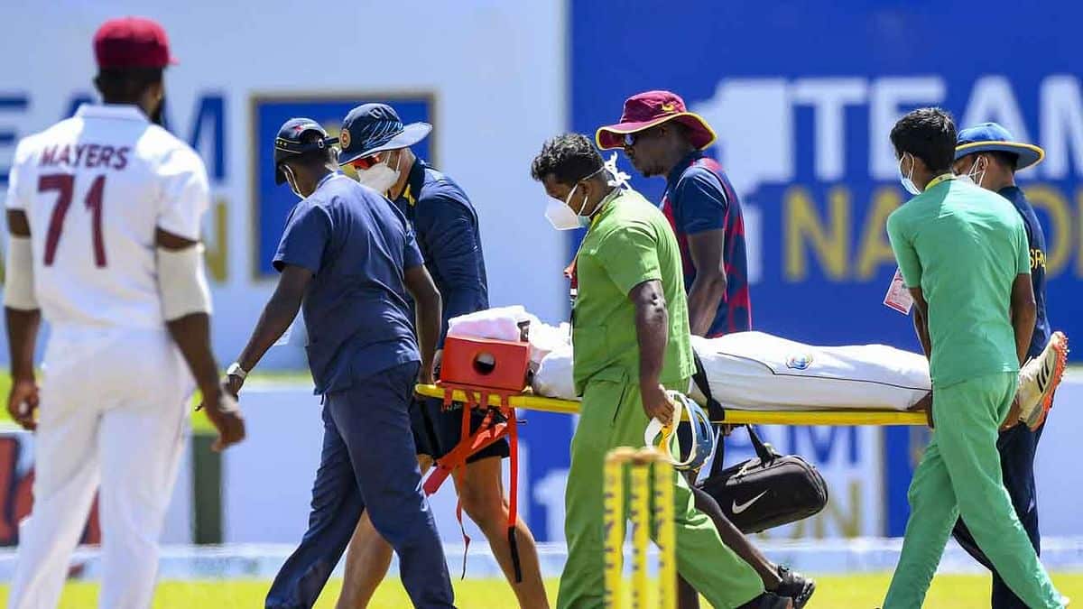 Windies debutant Solozano taken to hospital after being hit on helmet