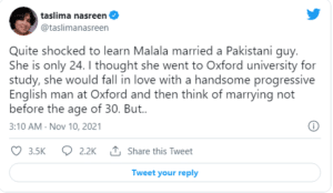Taslima Nasreen 'shocked' that Malala married a Pakistani