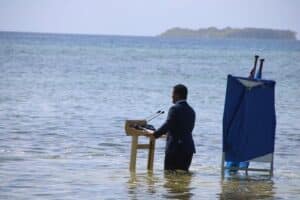 Tuvalu Minister Films Speech Thigh-Deep In Ocean To Depict Climate Change
