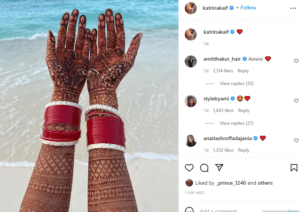 Katrina Kaif showcases her mehendi picture with a glimpse of her honeymoon destination