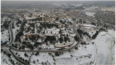 Photo of Jerusalem’s holy sites and West Bank carpeted in rare snow
