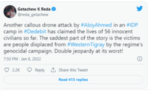 Ethiopian air strike on Tigray camp for displaced kills dozens, say aid workers