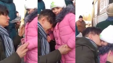 Photo of Watch: Ukrainian father bids emotional farewell to daughter