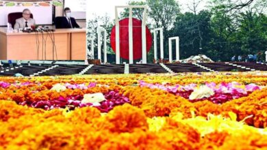 Photo of Mother Language Day: No more than five people together at the Shaheed Minar at once