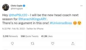 ‘There’s no argument on this’ – Chris Gayle hilariously declares himself as next Karachi Kings head coach