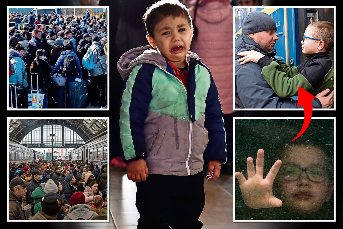 BYE BYE DADDY Heartbreaking scenes at Ukraine border sees thousands of kids separated from dads
