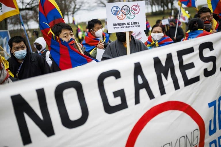 Tibetans protest 'Games of shame' at Olympic HQ