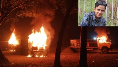 Photo of Student killed, 5 trucks set on fire in front of Rajshahi University Hall