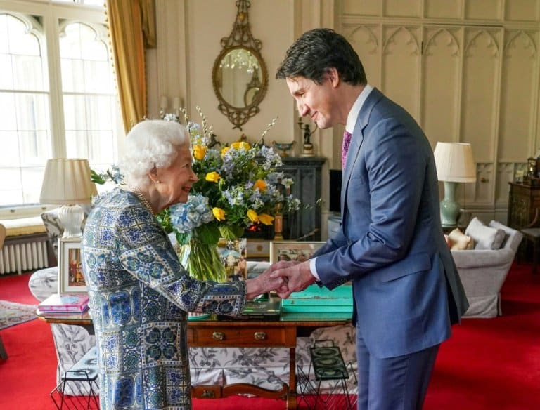 Queen Elizabeth II greets Trudeau in person after Covid scare