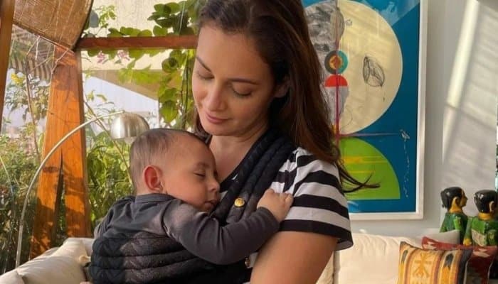 Dia Mirza melts hearts with cute picture of son Avyaan as she cuddles him