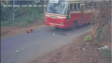 Photo of Watch: Boy narrowly escapes death, miraculously dodges speeding bus