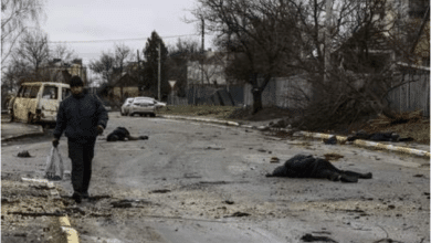 Photo of Bodies litter Ukraine town’s street of death