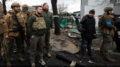 Photo of Ukrainian President Zelenskiy visits Bucha, says Russian ‘war crimes’ make negotiations harder