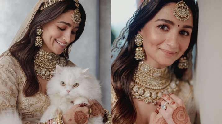 Newlywed Alia Bhatt shares pics in her bridal look, poses with pet cat Edward