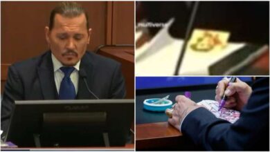 Photo of Johnny Depp goes viral for doodling during trial