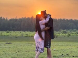 Pori Moni shows her open baby bump in maternity photoshoot at Cox Bazar Sea beach.