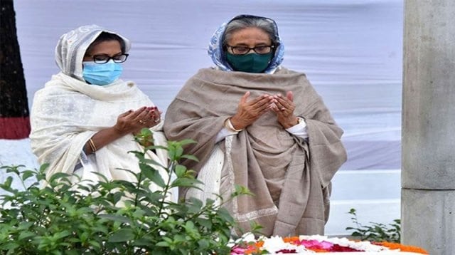 PM offers prayers at her martyred family members’ Banani graves