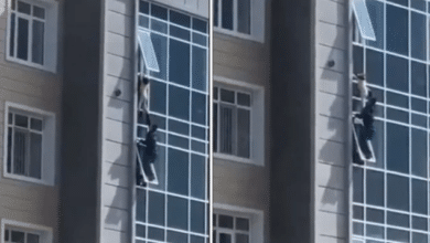 Photo of Watch: Man risks his life to save toddler from falling from 100-feet