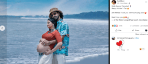 Pori Moni shows her open baby bump in maternity photoshoot at Cox Bazar Sea beach.