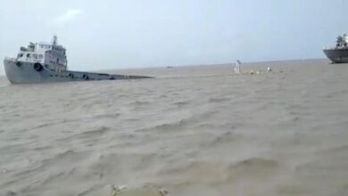 Photo of Wheat laden lighter ship completely sank into water, ruined wheat