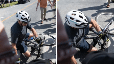 Photo of WATCH: Joe Biden falls from his bike, remains uninjured