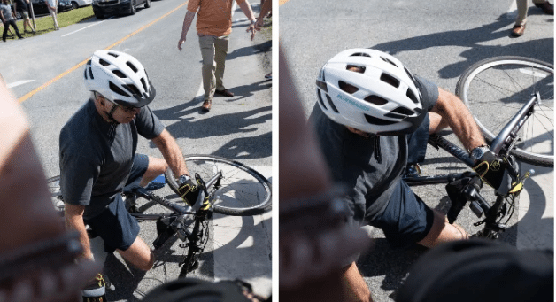 WATCH: Joe Biden falls from his bike, remains uninjured