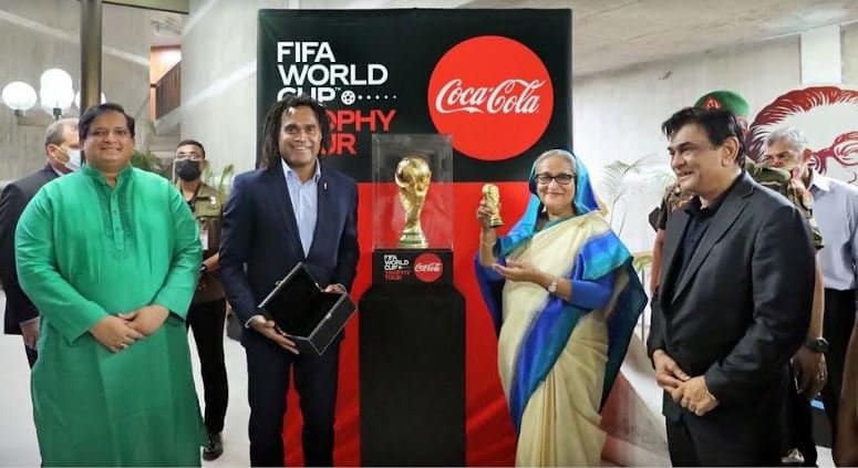 PM greets FIFA WC's original trophy in Bangladesh