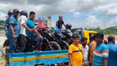Photo of Bikers now crossing Padma Bridge on pickup vans, one-off ferry