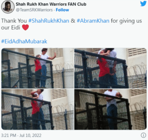 Shah Rukh Khan and AbRam greet fans at Mannat on Eid-ul-Adha 2022, pics go viral