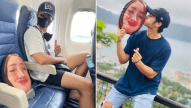 Photo of WATCH: Man goes on holiday with wife’s meme-face pillow