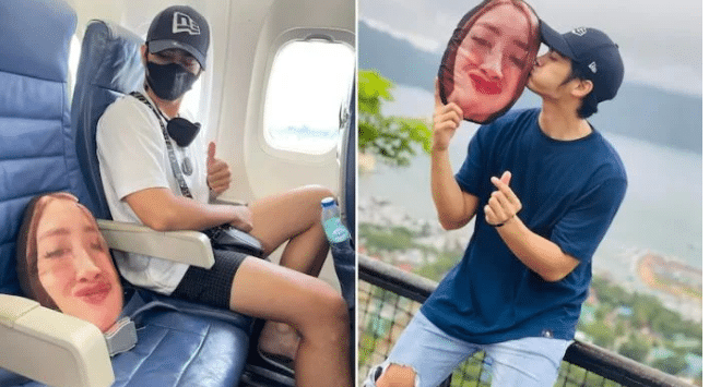 WATCH: Man goes on holiday with wife's meme-face pillow