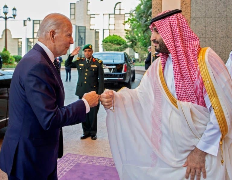 Biden fist bumps Saudi crown prince on trip that seeks to reset ties