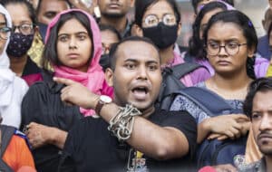 DU student Mohiuddin Rony is seen at Kamalapur Railway Station during a protest against mismanagement in Bangladesh Railway on Thursday, July 21, 2022 Mahmud Hossain Opu/Dhaka Tribune