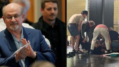 Photo of WATCH: Author Salman Rushdie stabbed in the neck at New York event