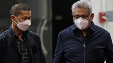Photo of Sri Lankan ex-leader arrives in Bangkok after fleeing protests