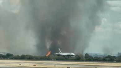 Photo of Over 100 firefighters battle wildfire near British airport