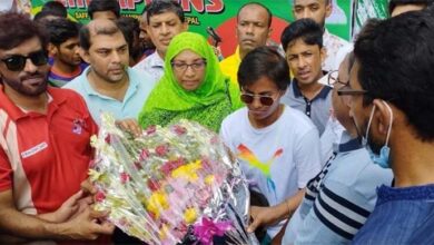 Photo of Sabina receives warm reception in Satkhira