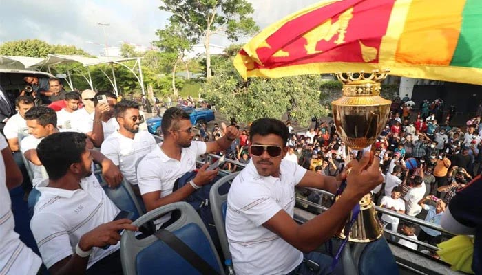 In pictures: Sri Lankan team receives grand welcome upon return