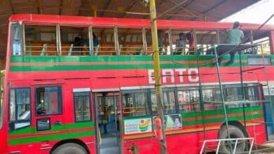 Photo of BRTC arranging open-deck bus for SAFF Champion women’s team