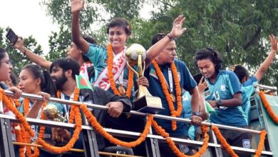 Photo of Victorious Bangladesh women’s football team returns home