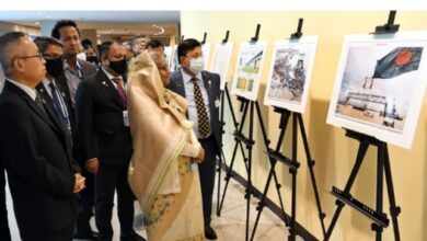 Photo of PM visits photo exhibition on Padma Bridge at UN