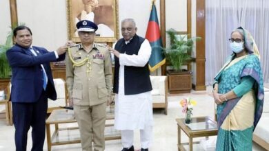 Photo of New IGP Chow Mamun adorned with rank badge